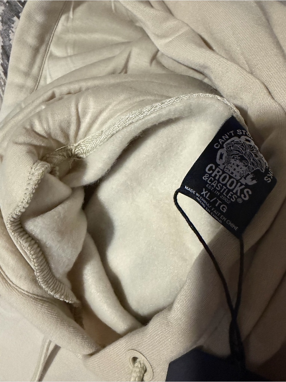 Crooks & Castles Cream Pullover Hoodie with Black Graphic Details - Picture 5 of 5